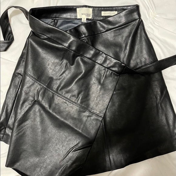 WRAP HIGH WAIST LEATHER SKIRT - Picture 2 of 3